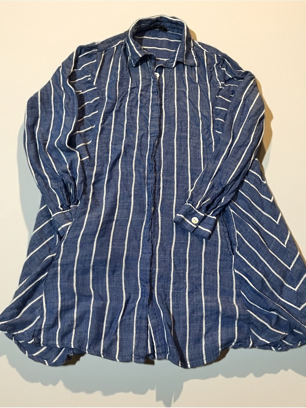 Striped Navy Long-Sleeve Shirt Dress